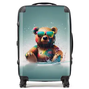 Splashart Bear In Glasses Suitcase - Medium