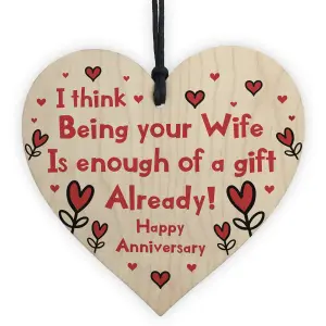 Red Ocean Funny Anniversary Gift For Wife Novelty Wooden Heart Sign Anniversary Gift For Her