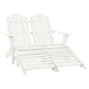 Berkfield 2-Seater Garden Adirondack Chair&Ottoman Fir Wood White