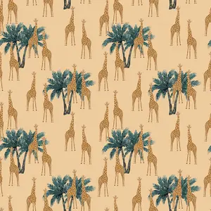 Bobbi Beck eco-friendly brown giraffe wallpaper