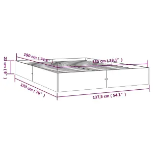 Berkfield Bed Frame White Solid Wood 135x190 cm Double