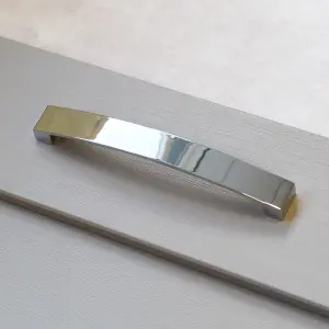 Polished Chrome Curved Kitchen Cabinet Bow Handles 160mm Cupboard Door Drawer Pull Wardrobe