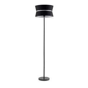 First Choice Lighting Hayley Black Floor Lamp with Black Layered Shade