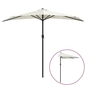 Berkfield Balcony Parasol with Aluminium Pole Sand 270x135 cm Half