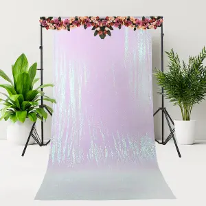 4ft x 7ft Sequin Backdrop Photography Background Shiny Fabric Glitter Curtain Backdrop, Iridescent White