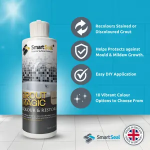 Grout Restorer, Grout Magic, Smartseal, (White), Grout Sealer, Superior to Grout Paint and Grout Pen, 15-Year Lifespan, 237ml