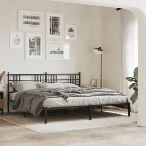 Berkfield Metal Bed Frame without Mattress with Headboard Black 200x200cm