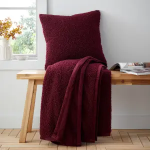 Catherine Lansfield So Soft Velvet Boucle 130x170 cm Blanket Throw Damson