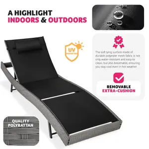 Sun Lounger Delphine - 5-step adjustable backrest, durable and UV-resistant - grey