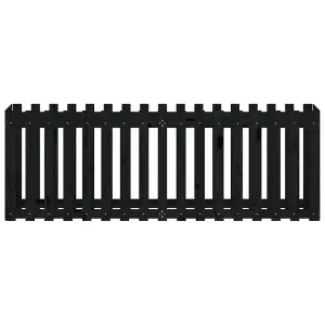 Berkfield Garden Raised Bed with Fence Design Black 200x50x70 cm Solid Wood Pine