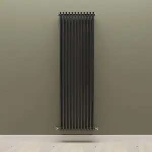 Vertical Black Triple Column Radiator (H) 1800mm x (W) 560mm, 10265 BTU.