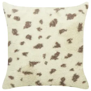 Set of 2 Cushions KASRA Faux Fur 45 x 45 cm Abstract Beige