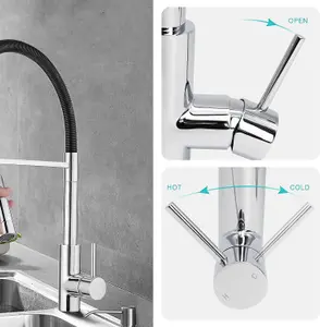 JASSFERRY Pull Out Spout Kitchen Sink Mixer Tap High Arc Pulldown Spring Neck Spray Single Lever