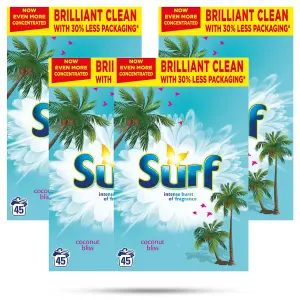 Surf Concentrated Coconut Bliss Laundry Powder 2.25kg, 180 Washes, 4Pk