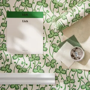 Lick Green & White Clover 01 Textured Wallpaper Sample