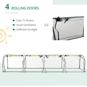 Outsunny Tunnel Greenhouse Steel Frame for Garden w/ Zipper Doors