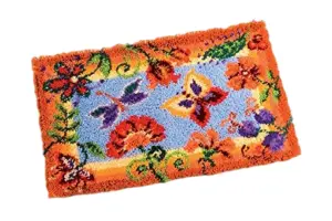 L/HK RUG FLWR&BFLYS - Latch Hook Kit: Rug: Flowers and Butterflies - Vervaco