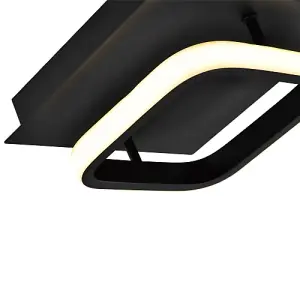 Modern Designer Square Strip 3000k LED Ceiling Lighting Fitting in Matte Black