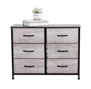 Requena Chest of Drawers, 6 Drawers with Wood Top and Large Storage Space, Easy to Install Room Organizer CD-5826-Grey-Black