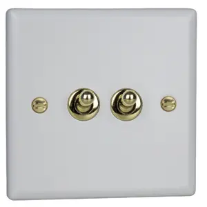 Varilight 2-Gang 10A 1- or 2-Way Toggle Switch Vogue Matt White