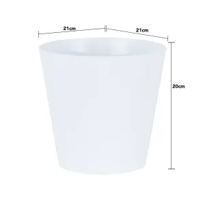 4 x Wham Studio 21cm Round Plastic Planter Ice White