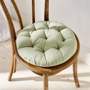 Dunelm Bistro Cotton Round Seat Pad, Shabby Chic, Green, Sage