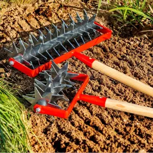 Cultivator, Rotary Hand Soil Scarifier Cultivator with Handle, 22 cm / 8.6 in Wide, Gardening and Farming Tool