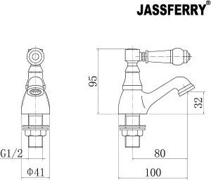 JASSFERRY Pair of Basin Pillar Taps Hot and Cold Water Bathroom Sink White Ceramic Lever, 1/2"