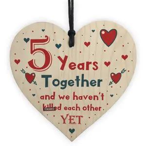 Funny Rude 5th Anniversary Gift For Husband Wife Gift For Him Her Wooden Heart