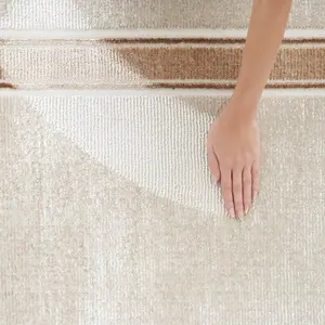 Ivory Cream Bordered-Plain Polyester Modern Soft  Bedroom, LivingRoom Rug - 69 X 229cm (Runner)