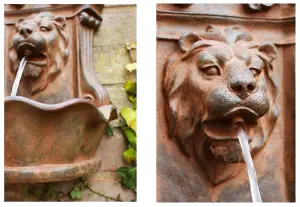 Primrose 40cm Dark Brown Small Lion Head Feature Wall Mounted Water Fountain