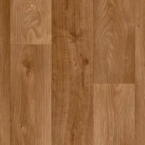 Precut Brown Oak plank effect Sheet vinyl, 6m²