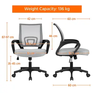 Yaheetech Ergonomic Mid-back Mesh Office Chair - Light Grey