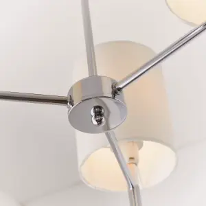 Anson Lighting Phoenix 3lt Semi Flush light finished in Chrome plate and vintage white fabric