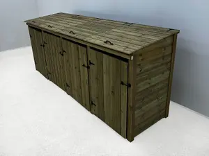 Wheelie bin store - Premium Tongue And Groove (Quadruple, Light Green (Natural)