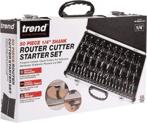 Trend 1/4in TCT Router Bit Starter Set, 50 Piece