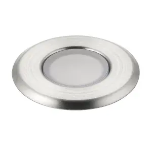 Luminosa Cove Outdoor Coastal Recessed Ground Light Blue IP67 0.8W Marine Grade Brushed Stainless Steel & Frosted