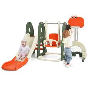 Costway Toddler Slide and Swing Set 6 in 1 Kids Climber Basketball Football Golf Playset