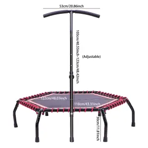 48in Bungee Cords Hexagonal Trampoline with Adjustable T-Bar Handle in Red