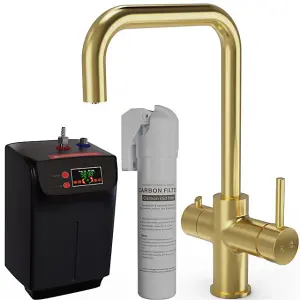 Liquida EBT311BR 3 In 1 Brushed Brass Kitchen Instant Boiling Hot Water Tap