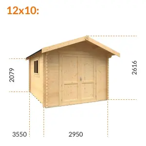 12ft x 10ft (3550mm x 2950mm) Horsforth "The Saint Paul Plus" 44mm Log Cabin With 1 Opening Windows