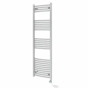 Rinse Bathrooms Electric Heated Towel Rail Curved Chrome Thermostatic Bathroom Towel Radiator with Timer - 1600x500mm