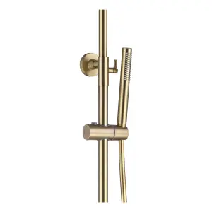 Brushed Brass Shower Overhead Rainfall Rigid Riser Thermostatic Valve Kit