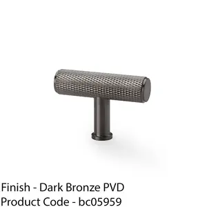 Knurled T Bar Cupboard Door Knob - 55mm x 38mm - Dark Bronze Unit Pull Handle