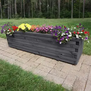 1m Grey Pine Raised Trough Planter