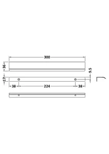 Finger Pull Handle, 300mm (224mm Centres) - Brushed Brass