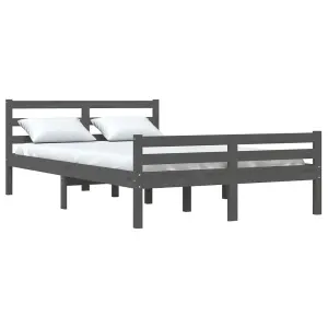 Berkfield Bed Frame Grey Solid Wood 150x200 cm King Size