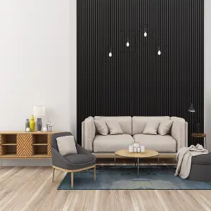 Premium Acoustic Slat Wall Panel 2.4m x 0.6m Charcoal Black