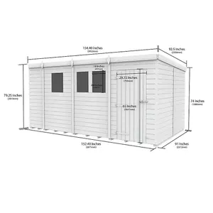 DIY Sheds 13x8 Pent Shed - Double Door Without Windows