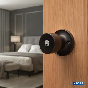 XFORT Tulip Entrance Knob Set Matt Black, Door Knob with Lock